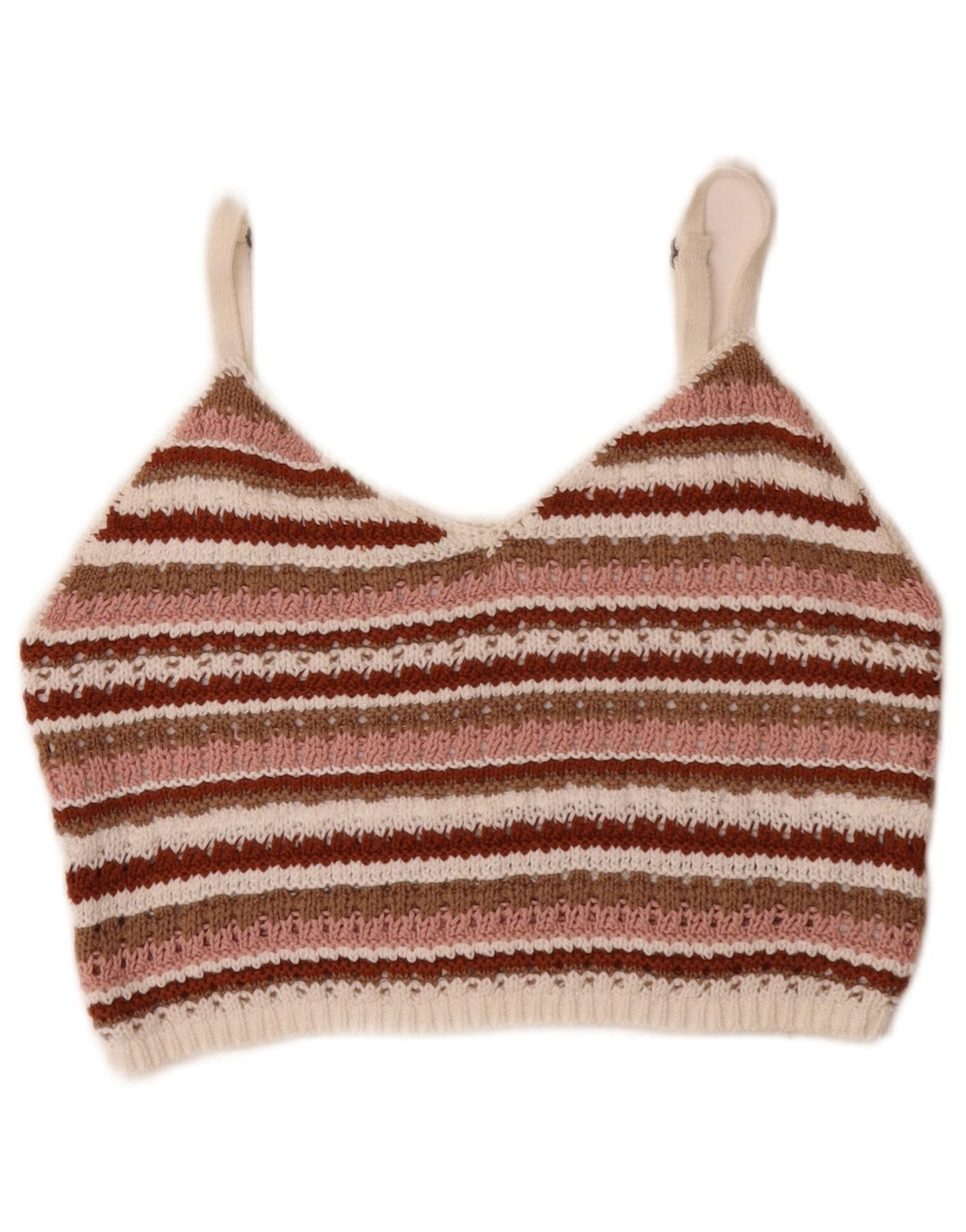 Hollister Womens Knit Crop Top UK 12 Medium Multicoloured Striped Cotton