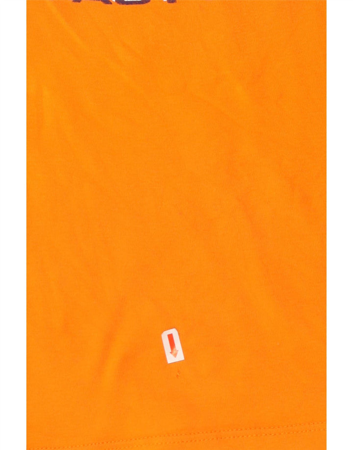 LEE Womens Crop Graphic T-Shirt Top UK 12 Medium Orange Cotton