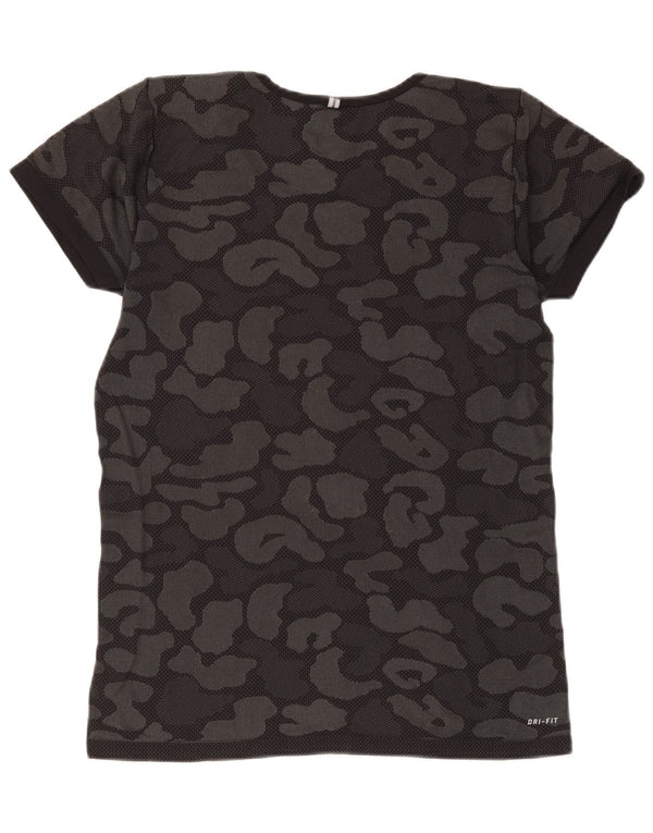 Nike Womens Dri Fit T-Shirt Top UK 14 Large Black Camouflage