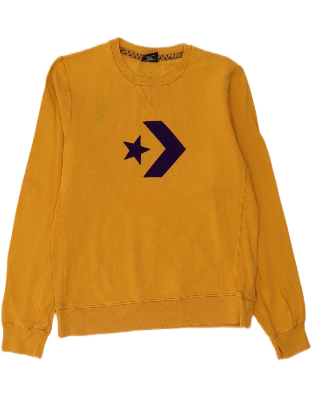 Converse Mens Graphic Sweatshirt Jumper Large Yellow Cotton