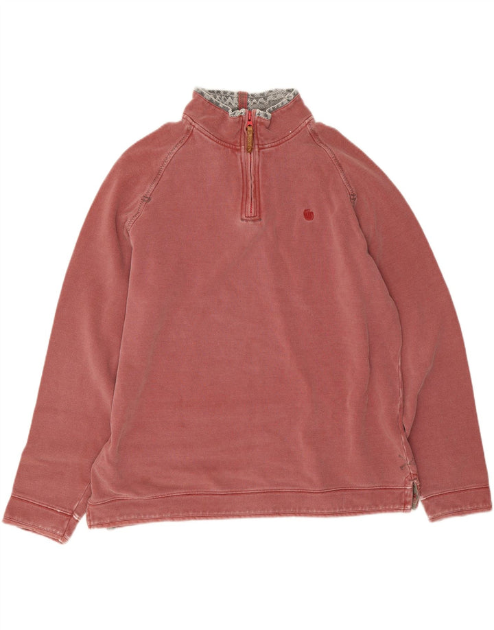 Fat Face Mens Zip Neck Sweatshirt Jumper Large Pink Cotton
