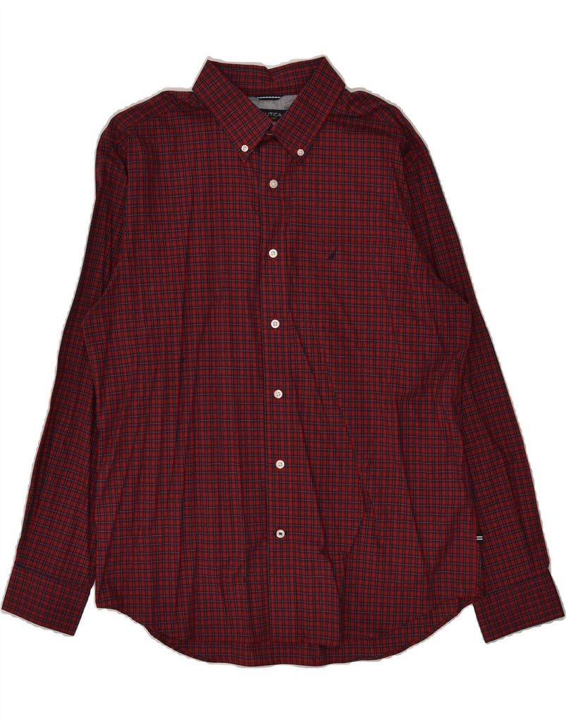 NAUTICA Mens Shirt Large Red Check Cotton | Vintage Nautica | Thrift | Second-Hand Nautica | Used Clothing | Messina Hembry 