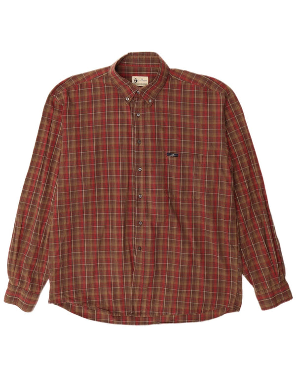Sergio Tacchini Mens Shirt 2XL Brown Check Cotton