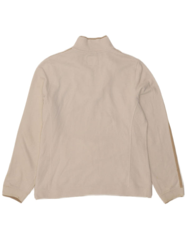 Champion Womens Zip Neck Sweatshirt Jumper UK 14 Medium White Cotton