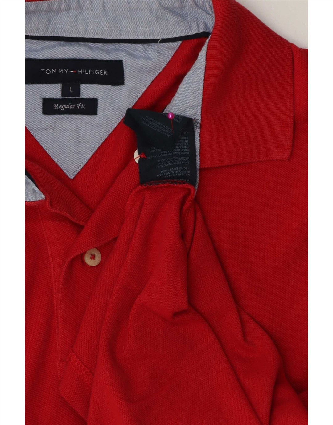 Tommy Hilfiger Mens Regular Fit Polo Shirt Large Red Cotton