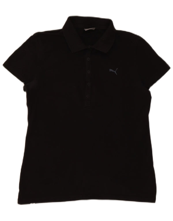 Puma Womens Polo Shirt UK 14 Large Black Cotton