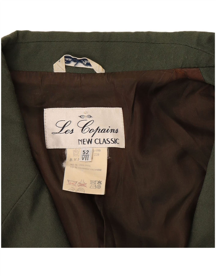 Les Copains Womens 2 Button Blazer Jacket IT 52 2XL Khaki Wool