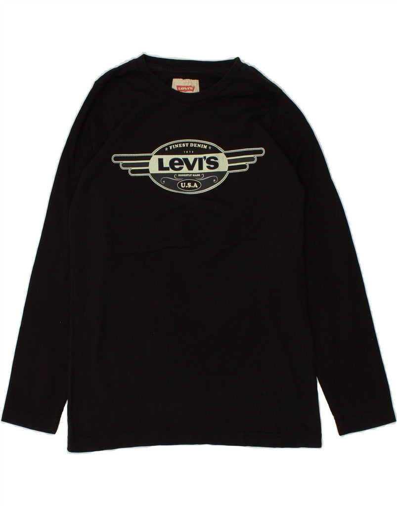 LEVI'S Boys Graphic Top Long Sleeve 11-12 Years Black Cotton Vintage Levi's and Second-Hand Levi's from Messina Hembry 