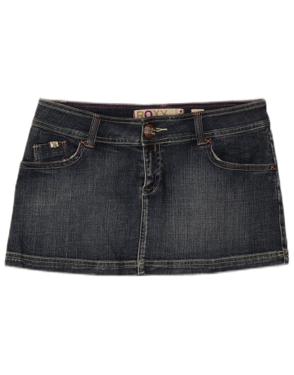 Roxy Womens Straight Fit Mini Denim Skirt US 12 Large W32 Blue Cotton