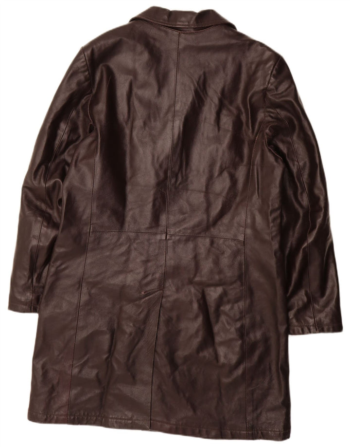METROPOLITAN Mens Leather Coat IT 50 Large Brown Leather