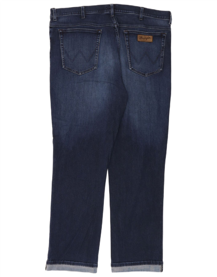 Wrangler Mens Texas Straight Jeans W44 L32 Navy Blue Cotton
