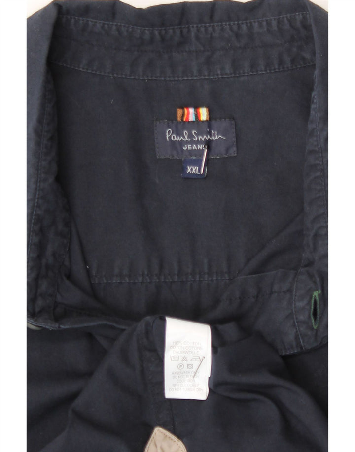 Paul Smith Mens Short Sleeve Shirt 2XL Navy Blue Cotton