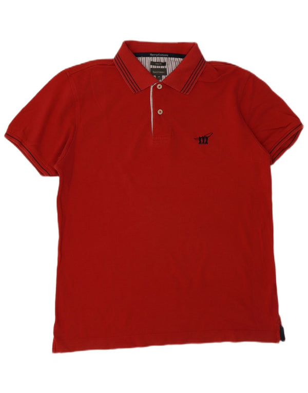 Henry Cottons Mens Slim Fit Polo Shirt Medium Red Cotton