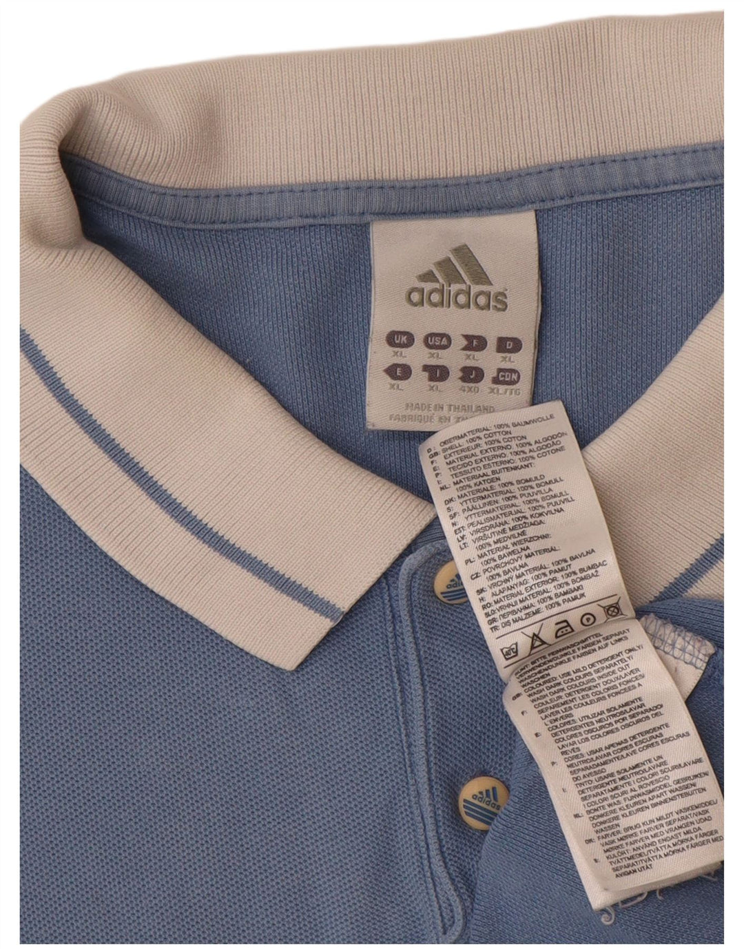 ADIDAS Mens Polo Shirt XL Blue Colourblock Cotton