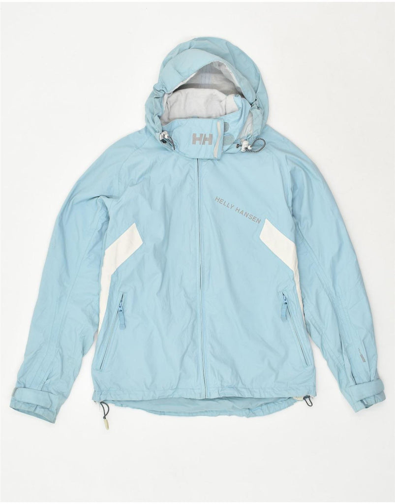 HELLY HANSEN Womens Rain Jacket UK 16 Medium Blue Colourblock Nylon | Vintage Helly Hansen | Thrift | Second-Hand Helly Hansen | Used Clothing | Messina Hembry 