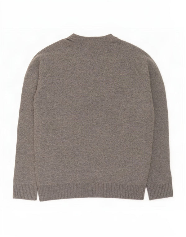 Zara Mens Boat Neck Jumper Sweater Small Grey Wool