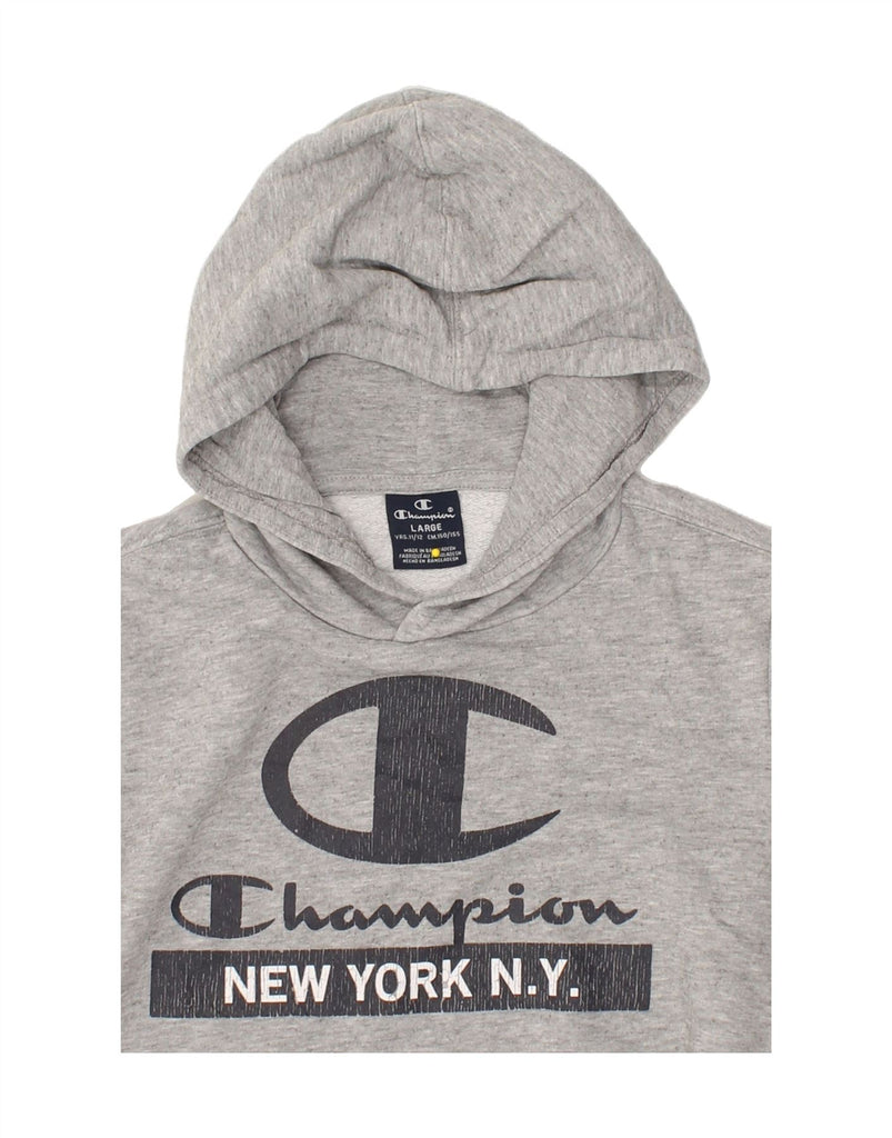 CHAMPION Boys Graphic Hoodie Jumper 11-12 Years Large Grey Cotton Vintage Champion and Second-Hand Champion from Messina Hembry 