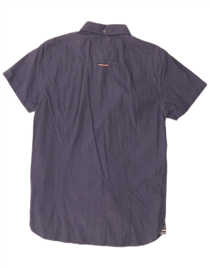 Tommy Hilfiger Mens Short Sleeve Shirt Large Blue Spotted