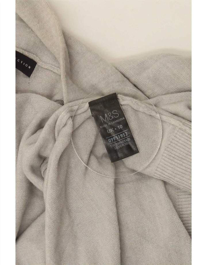 Marks & Spencer Womens Longline Cardigan Sweater UK 10 Small Silver Acrylic
