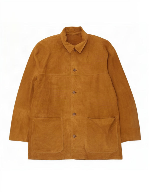 J. C. Twidd Mens Suede Overcoat IT 54 2XL Beige Leather