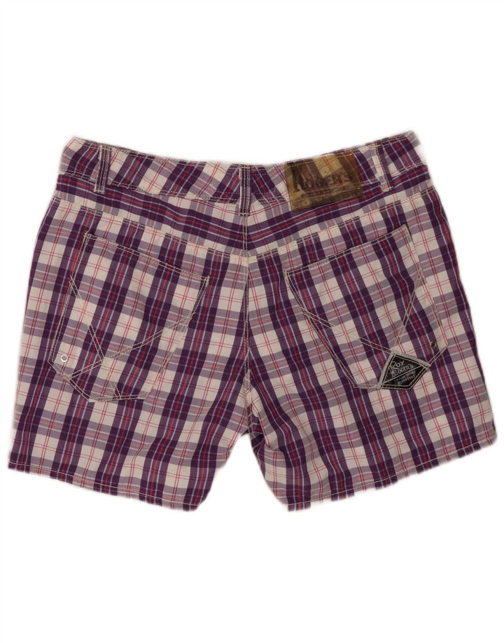 Roy Rogers Womens Swimming Shorts W34 Large  Purple Check Polyamide