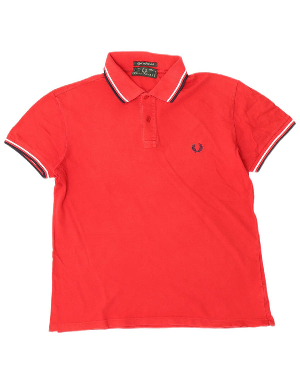 Fred Perry Mens Light and Stretch Polo Shirt Medium Red Cotton
