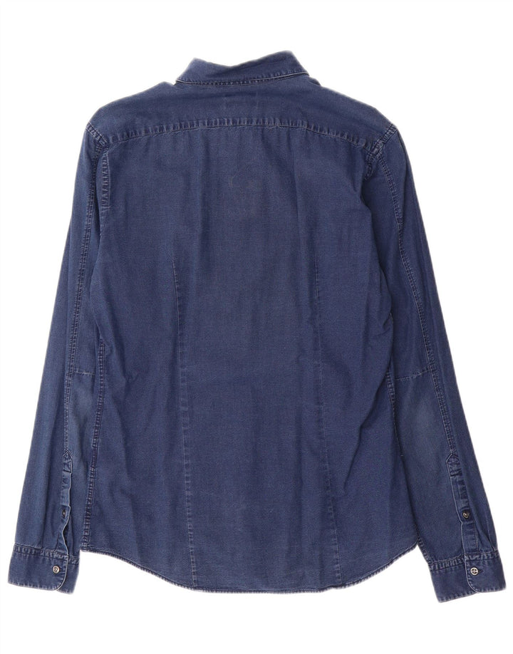 Reiss Mens Slim Fit Denim Shirt Medium Navy Blue