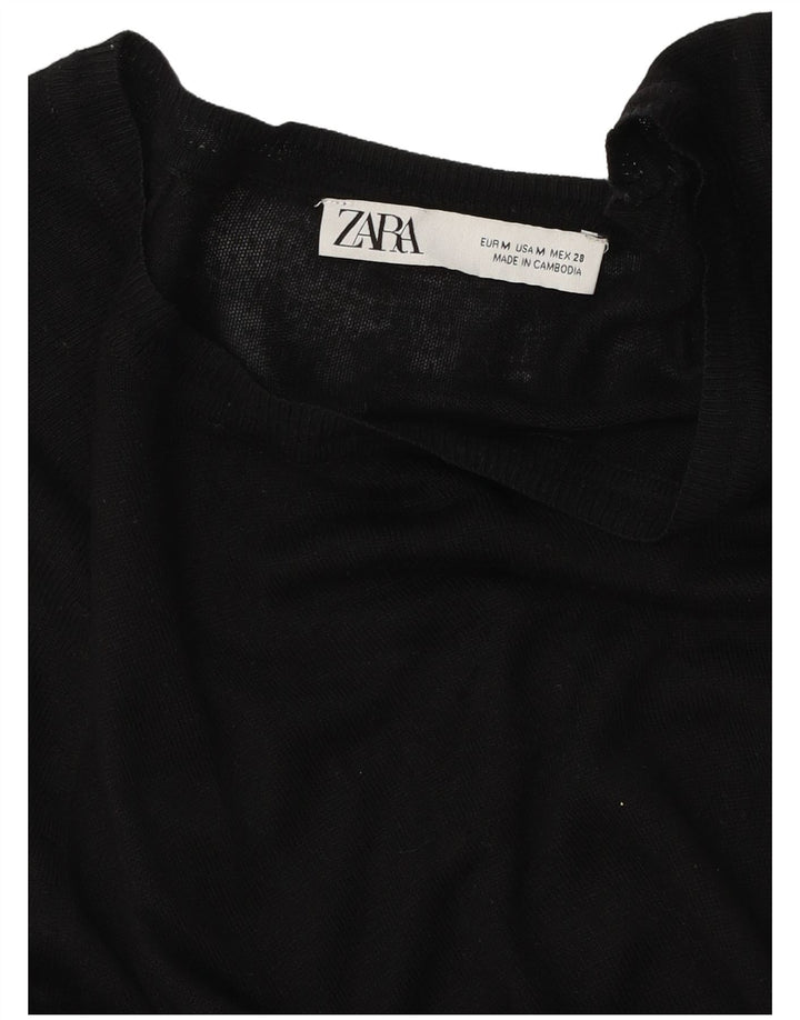 Zara Womens Boat Neck Jumper Sweater UK 14 Medium Black
