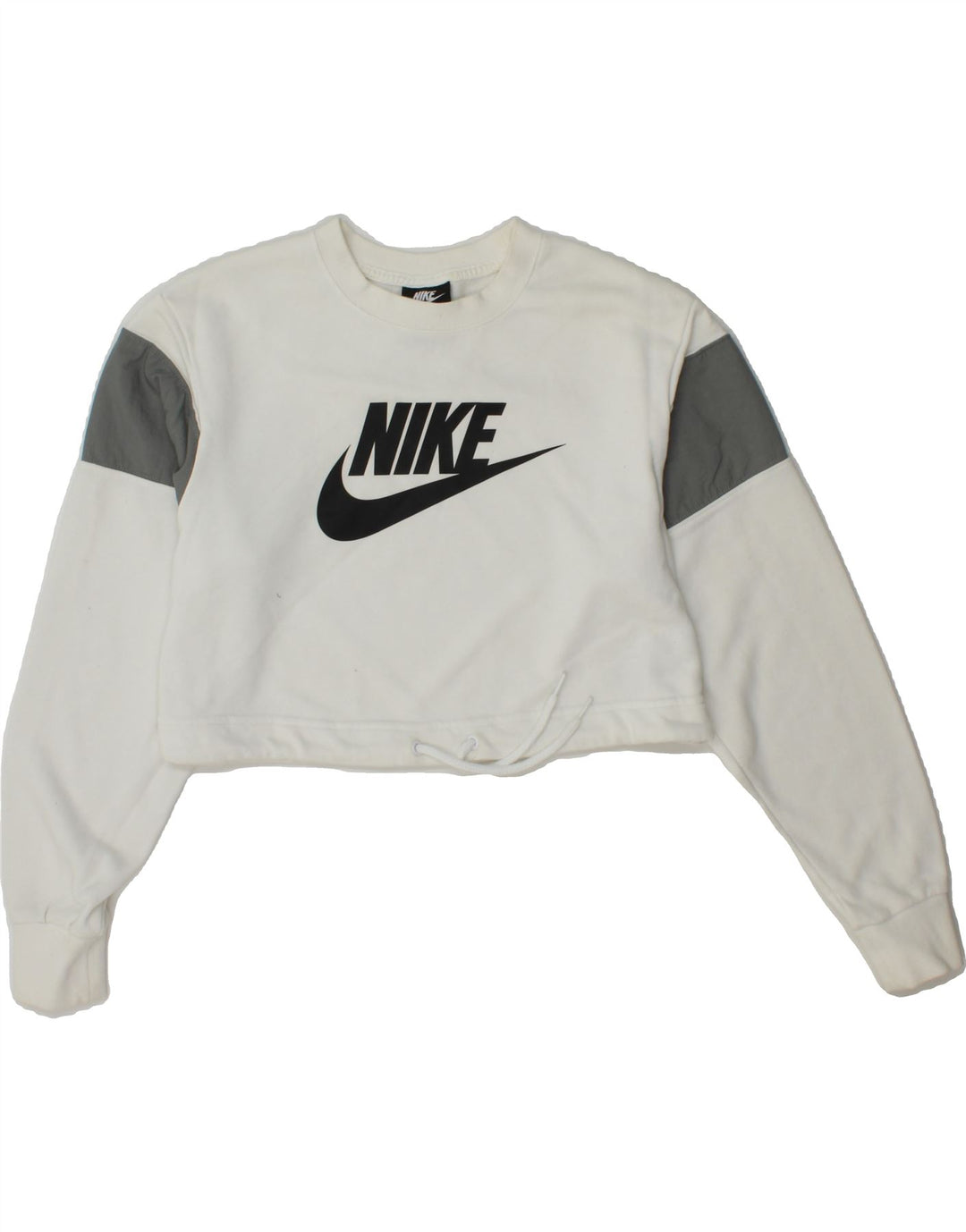 NIKE Womens Oversized Graphic Sweatshirt Jumper UK 10 Small White Vintage Nike and Second-Hand Nike from Messina Hembry 