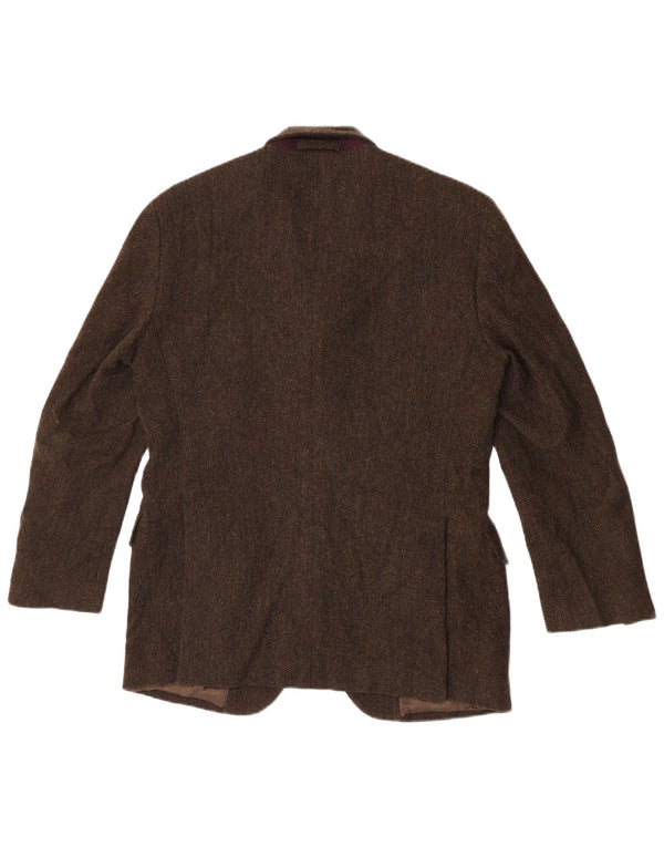 Massimo Dutti Mens 3 Button Blazer Jacket EU 48 Medium Khaki Herringbone