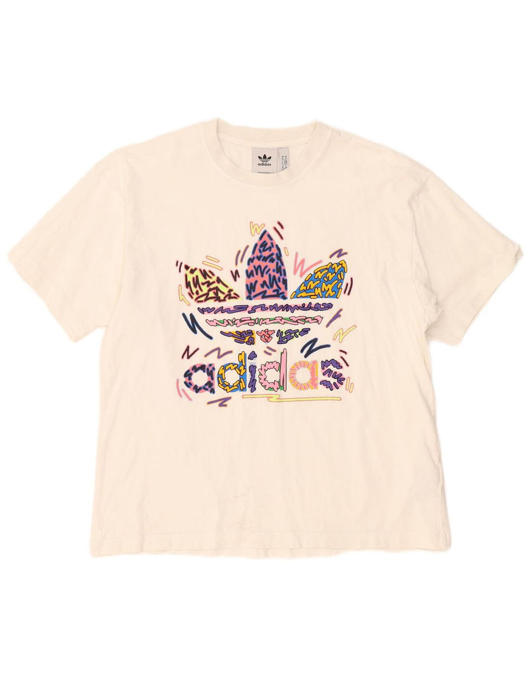 Adidas Mens Graphic T-Shirt Top Medium White Cotton
