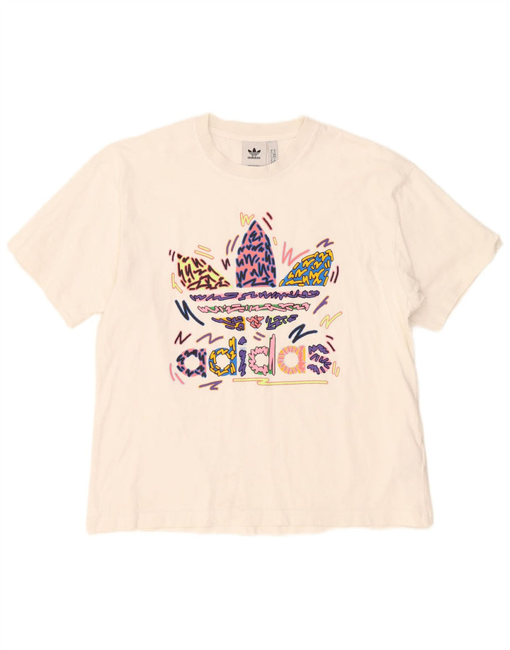 Adidas Mens Graphic T-Shirt Top Medium White Cotton