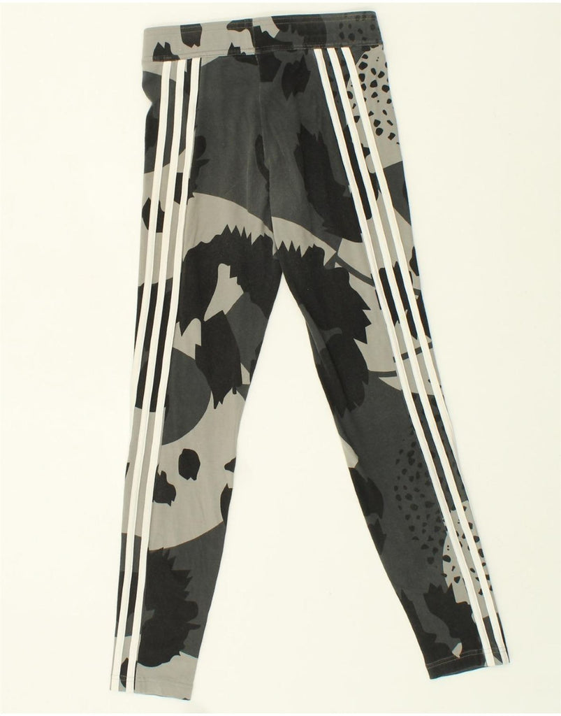 ADIDAS Girls Abstract Pattern Leggings 13-14 Years Grey Cotton Vintage Adidas and Second-Hand Adidas from Messina Hembry 