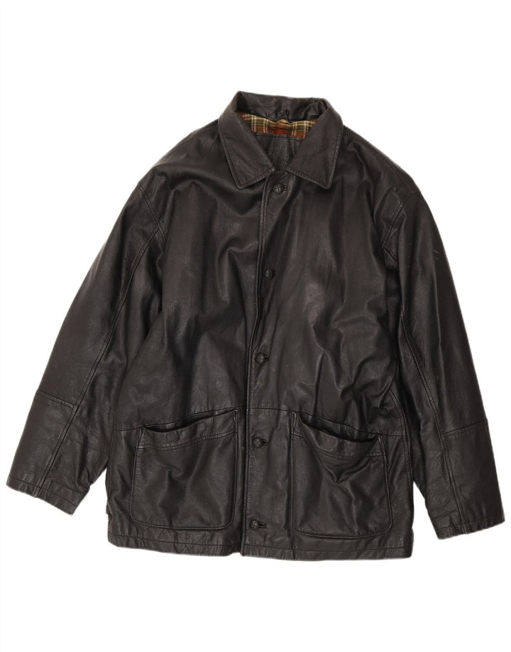 VINTAGE Mens Leather Jacket UK 40 Large Black Leather