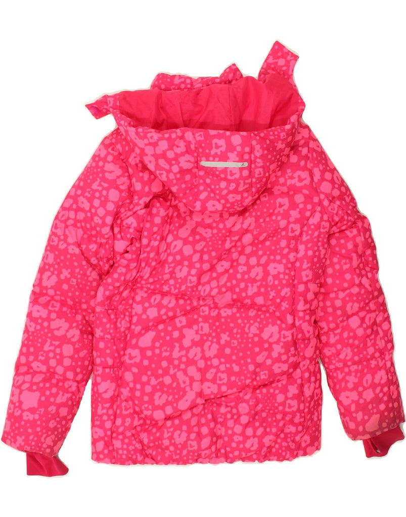 ADIDAS Girls Hooded Padded Jacket 11-12 Years Pink Spotted Polyester | Vintage Adidas | Thrift | Second-Hand Adidas | Used Clothing | Messina Hembry 