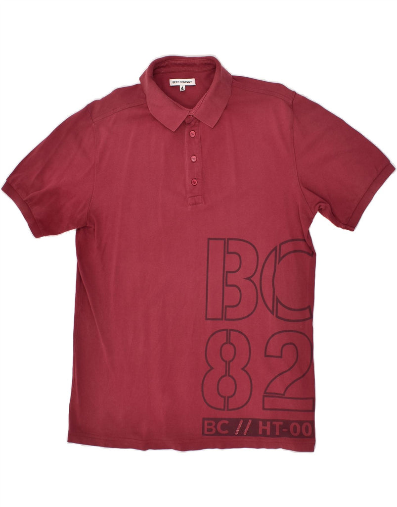 BEST COMPANY Mens Graphic Polo Shirt Large Burgundy Cotton | Vintage Best Company | Thrift | Second-Hand Best Company | Used Clothing | Messina Hembry 