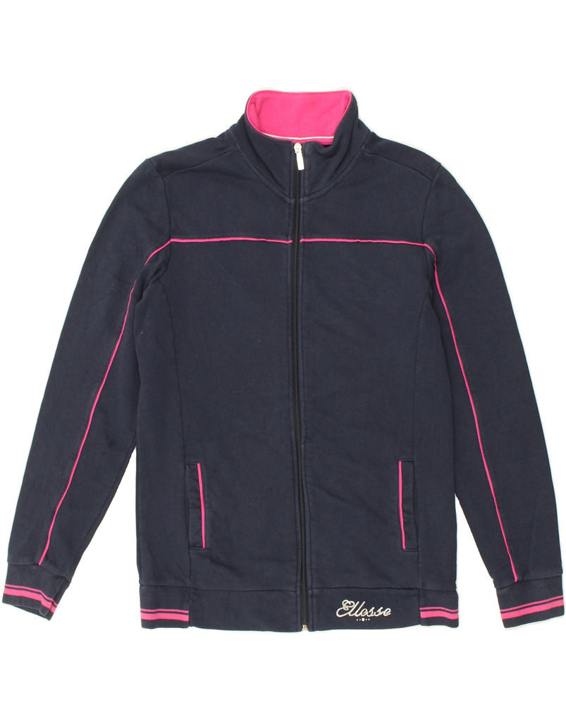 ELLESSE Womens Tracksuit Top Jacket UK 16 Large Navy Blue Cotton | Vintage Ellesse | Thrift | Second-Hand Ellesse | Used Clothing | Messina Hembry 