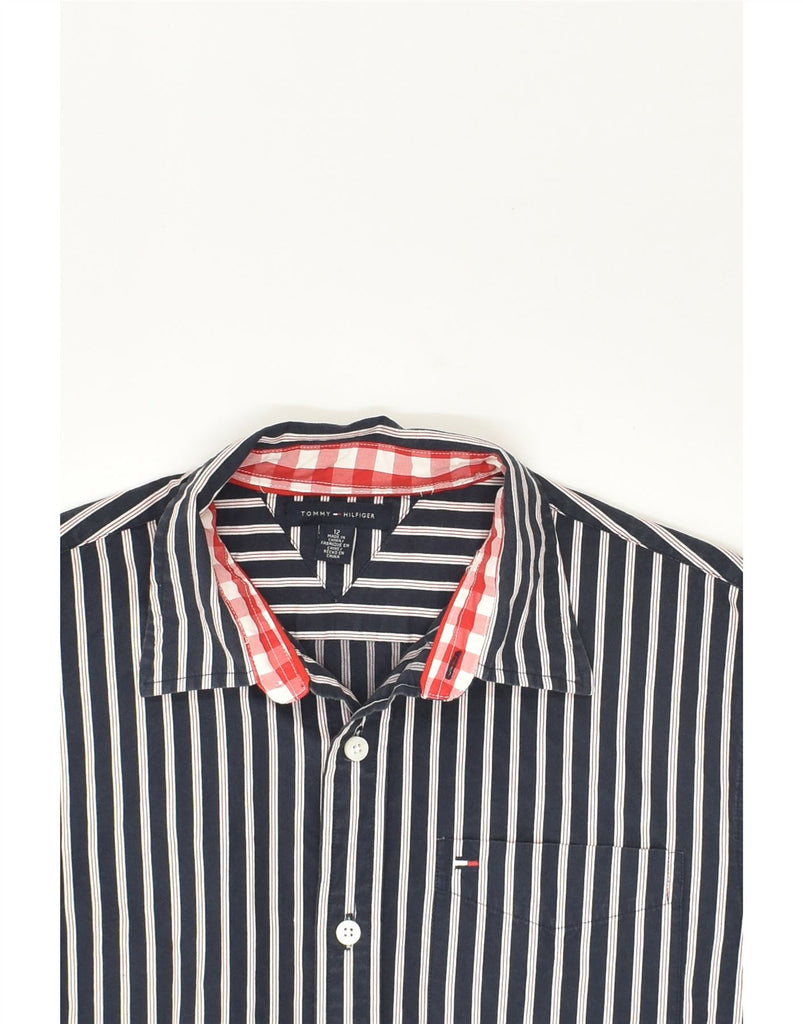 TOMMY HILFIGER Boys Shirt 11-12 Years Navy Blue Striped Cotton | Vintage Tommy Hilfiger | Thrift | Second-Hand Tommy Hilfiger | Used Clothing | Messina Hembry 