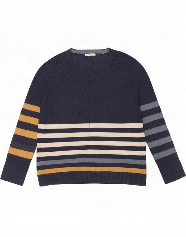White Stuff Womens Boat Neck Jumper Sweater UK 14 Large Navy Blue Striped