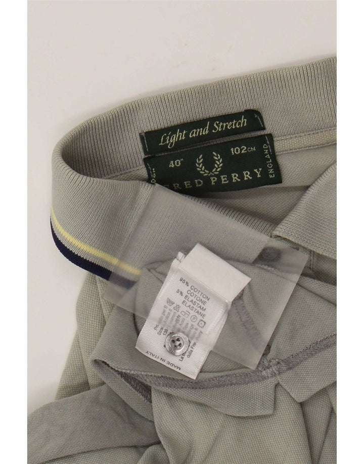 Fred Perry Mens Polo Shirt Small Grey Striped Cotton