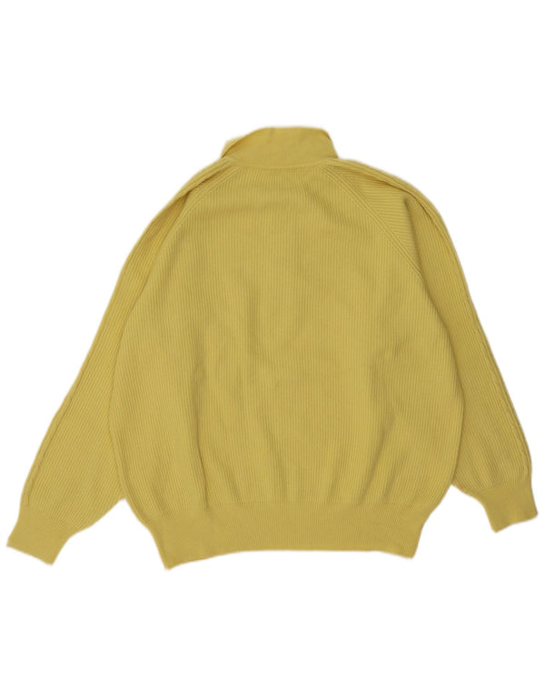 Vintage Mens Polo Neck Jumper Sweater XL Yellow Wool