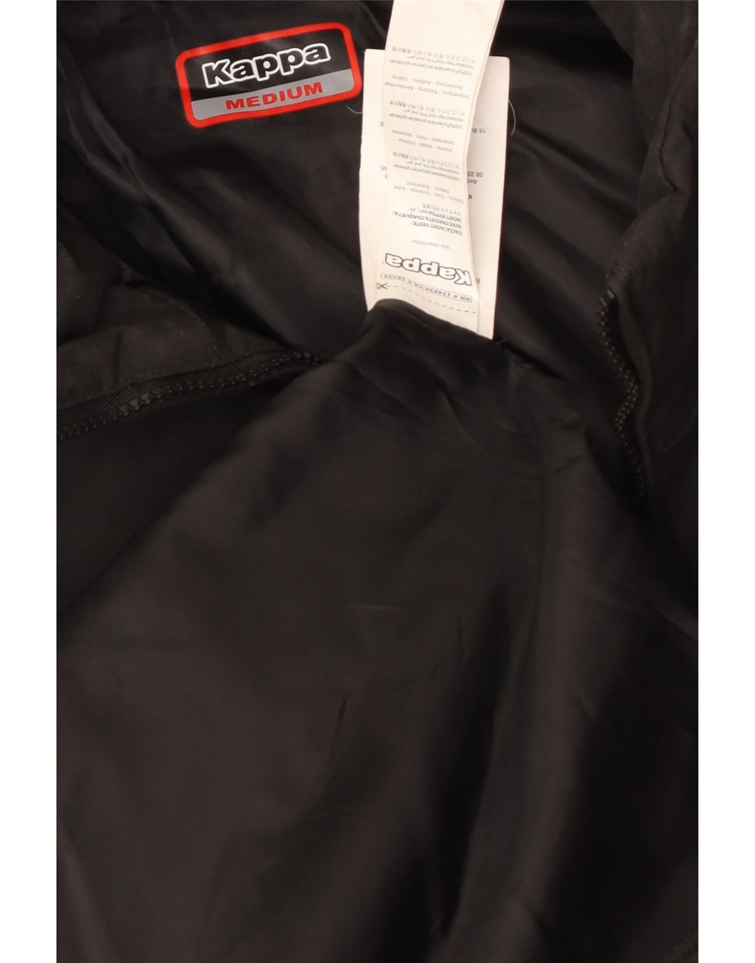 Kappa Mens Graphic Hooded Windbreaker Coat UK 38 Medium Black Polyester
