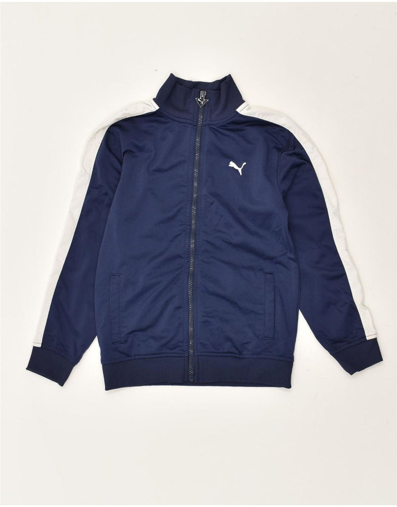 PUMA Boys Tracksuit Top Jacket 7-8 Years Navy Blue Colourblock Polyester | Vintage Puma | Thrift | Second-Hand Puma | Used Clothing | Messina Hembry 