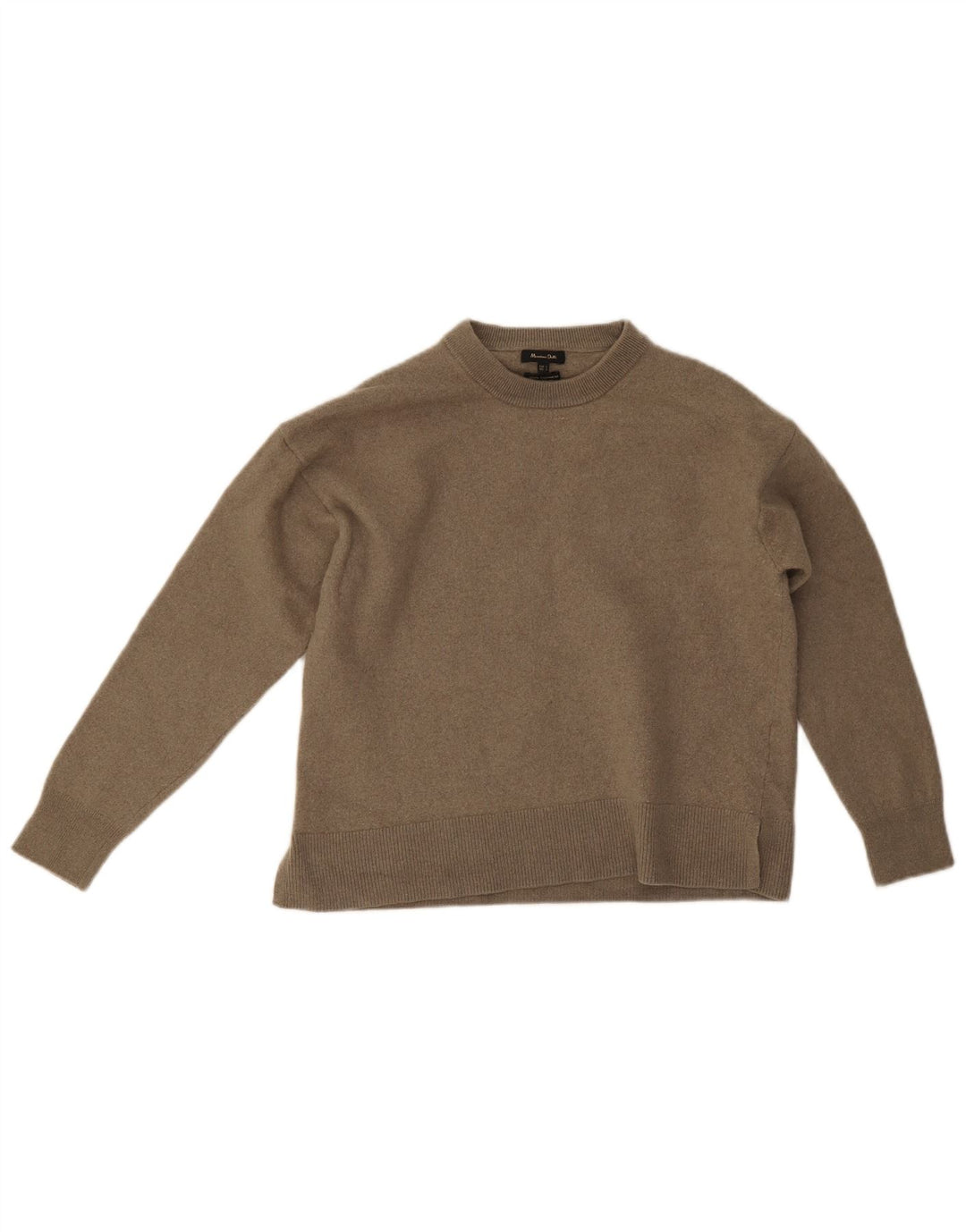 Massimo Dutti Womens Crew Neck Jumper Sweater UK 14 Large Grey Wool