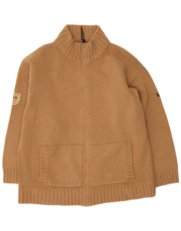 Napapijri Womens Geographic Oversized Cardigan Sweater UK 18 XL Beige Wool