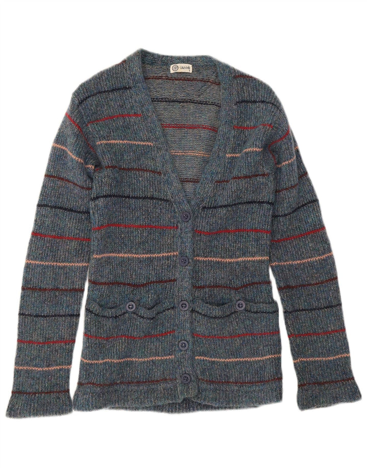 Gilmar Womens Cardigan Sweater IT 42 Medium Blue Striped