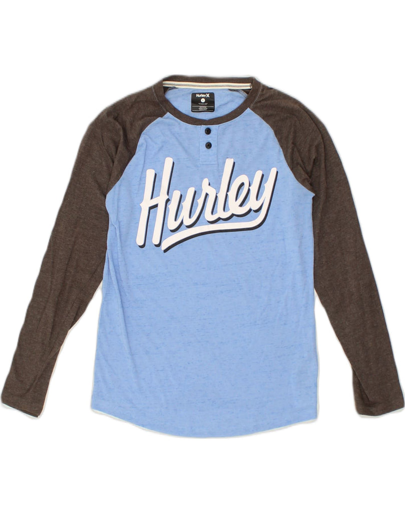 HURLEY Boys Graphic Top Long Sleeve 12-13 Years Large Blue Colourblock | Vintage Hurley | Thrift | Second-Hand Hurley | Used Clothing | Messina Hembry 