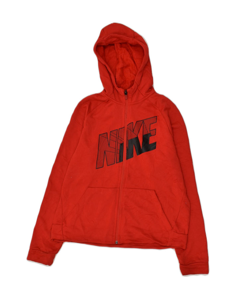 NIKE Girls Dri Fit Graphic Zip Hoodie Sweater 15-16 Years XL Red Cotton | Vintage Nike | Thrift | Second-Hand Nike | Used Clothing | Messina Hembry 