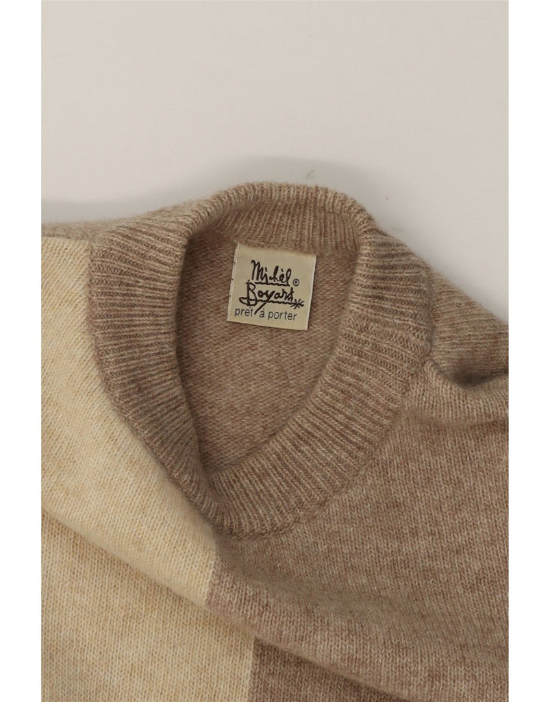 MICHEL BOYARD Womens Crew Neck Jumper Sweater UK 16 Large Grey Colourblock Vintage Michel Boyard and Second-Hand Michel Boyard from Messina Hembry 