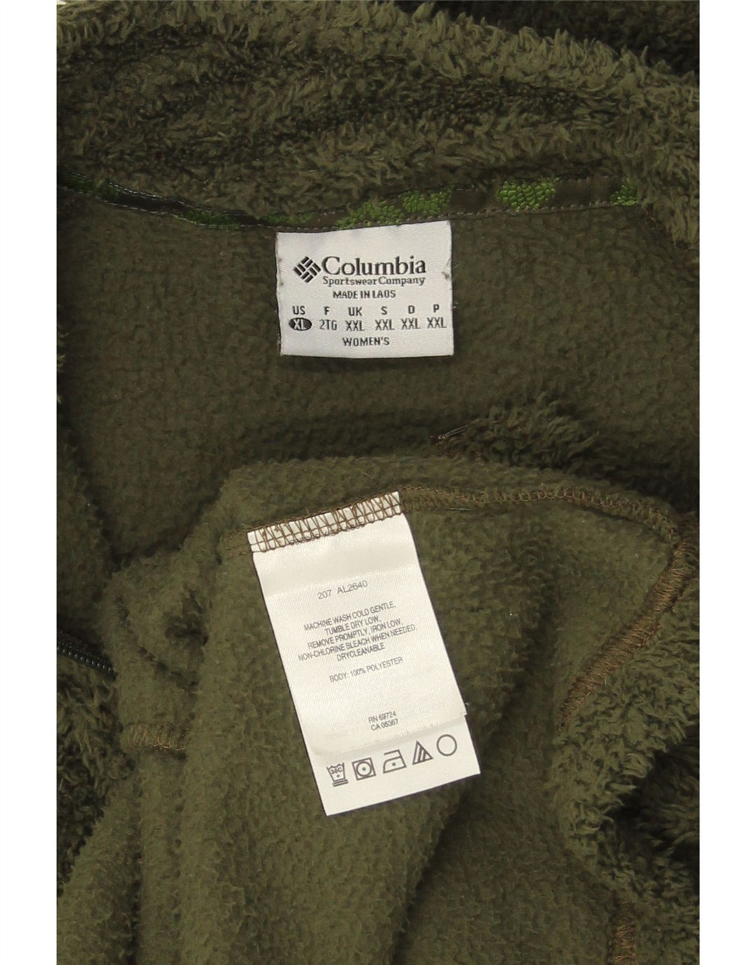 COLUMBIA Womens Fleece Jacket UK 20 2XL Khaki Polyester